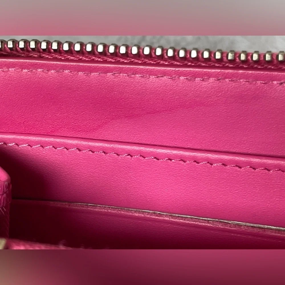 Chanel Pink Caviar Zip Around Quilted Leather Zip Around Long Wallet